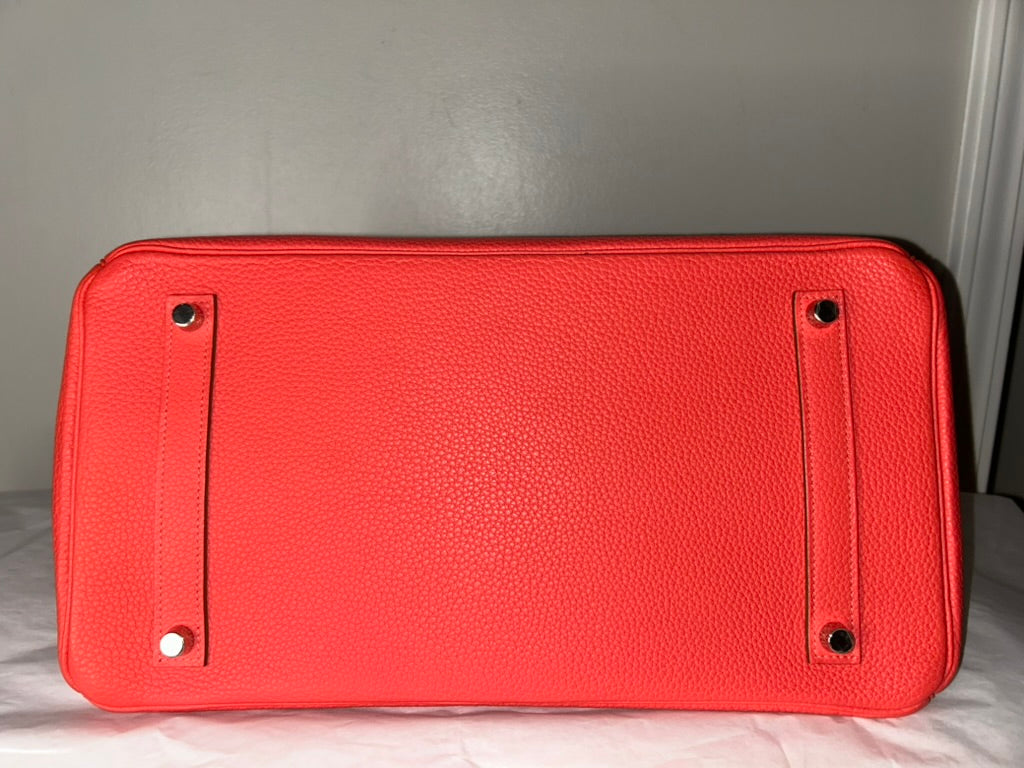HERMÈS Birkin 35 Rose Jaipur Togo Leather Palladium Hardware Handbag