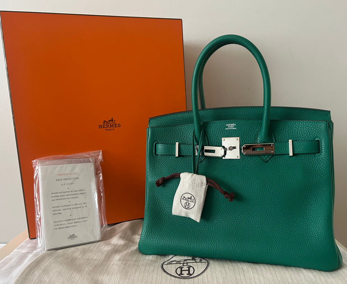 HERMÈS Birkin 30 Vert Vertigo Clemence Leather Palladium Hardware Bag