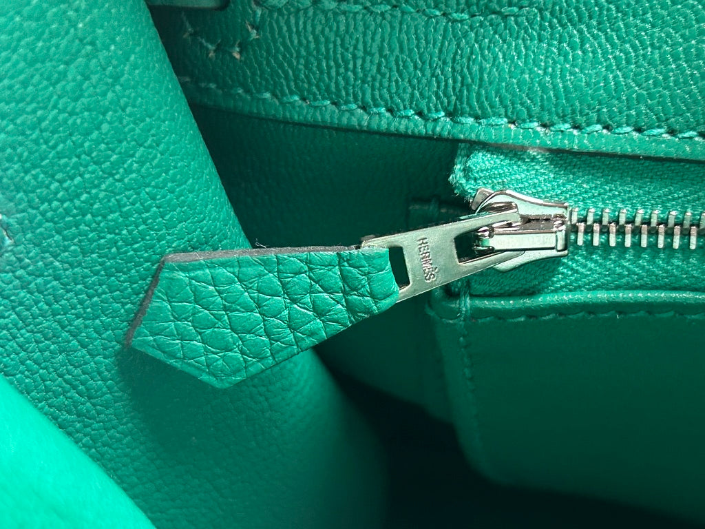 HERMÈS Birkin 30 Vert Vertigo Clemence Leather Palladium Hardware Bag