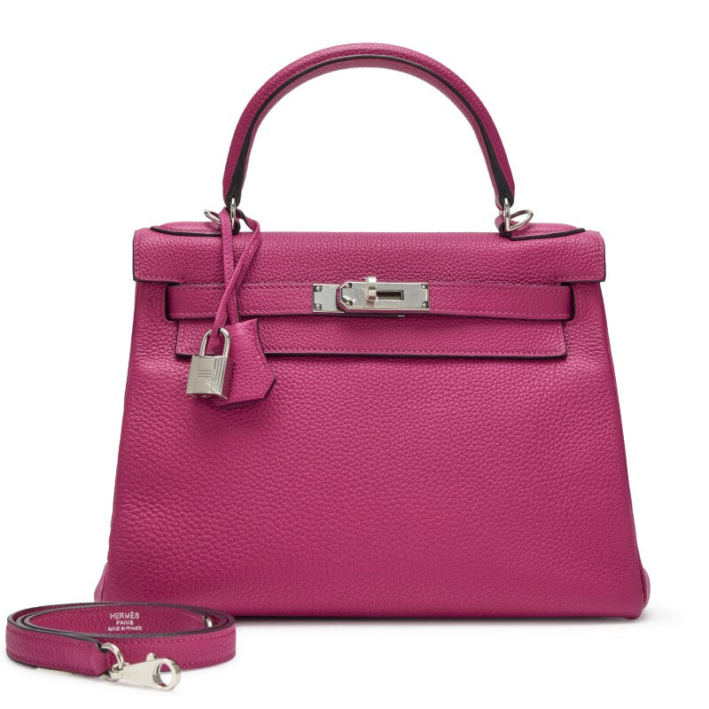 HERMES Kelly 28 Rose Pourpre Togo Palladium Hardware