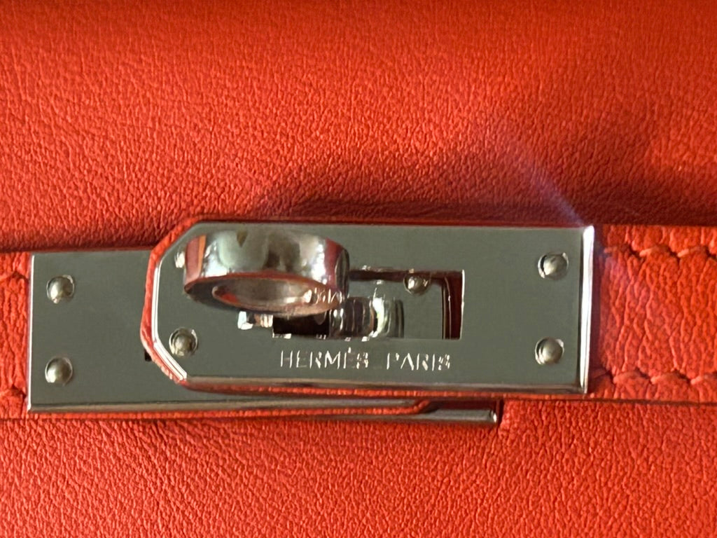 HERMÈS Kelly Pochette Capucine Swift Leather Palladium Hardware
