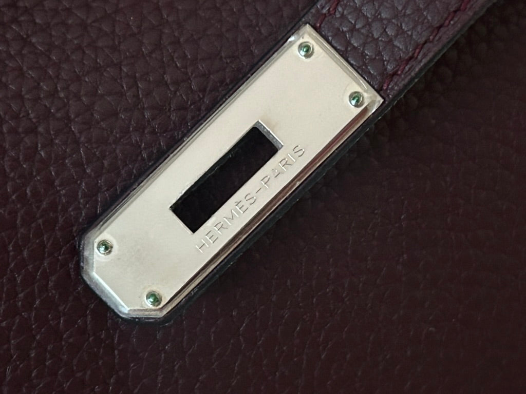 HERMÈS Birkin 35 Raisin Clemence Palladium Hardware