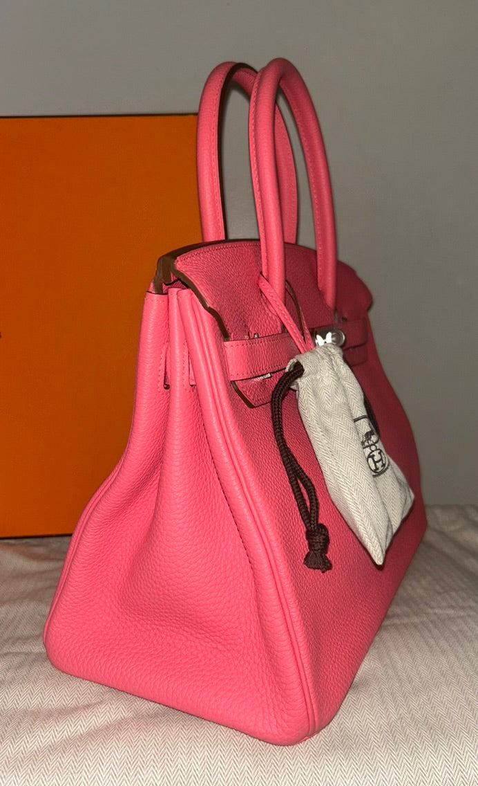 HERMÈS Birkin 30 Rose Jaipur Pink Togo Leather Palladium Hardware Bag