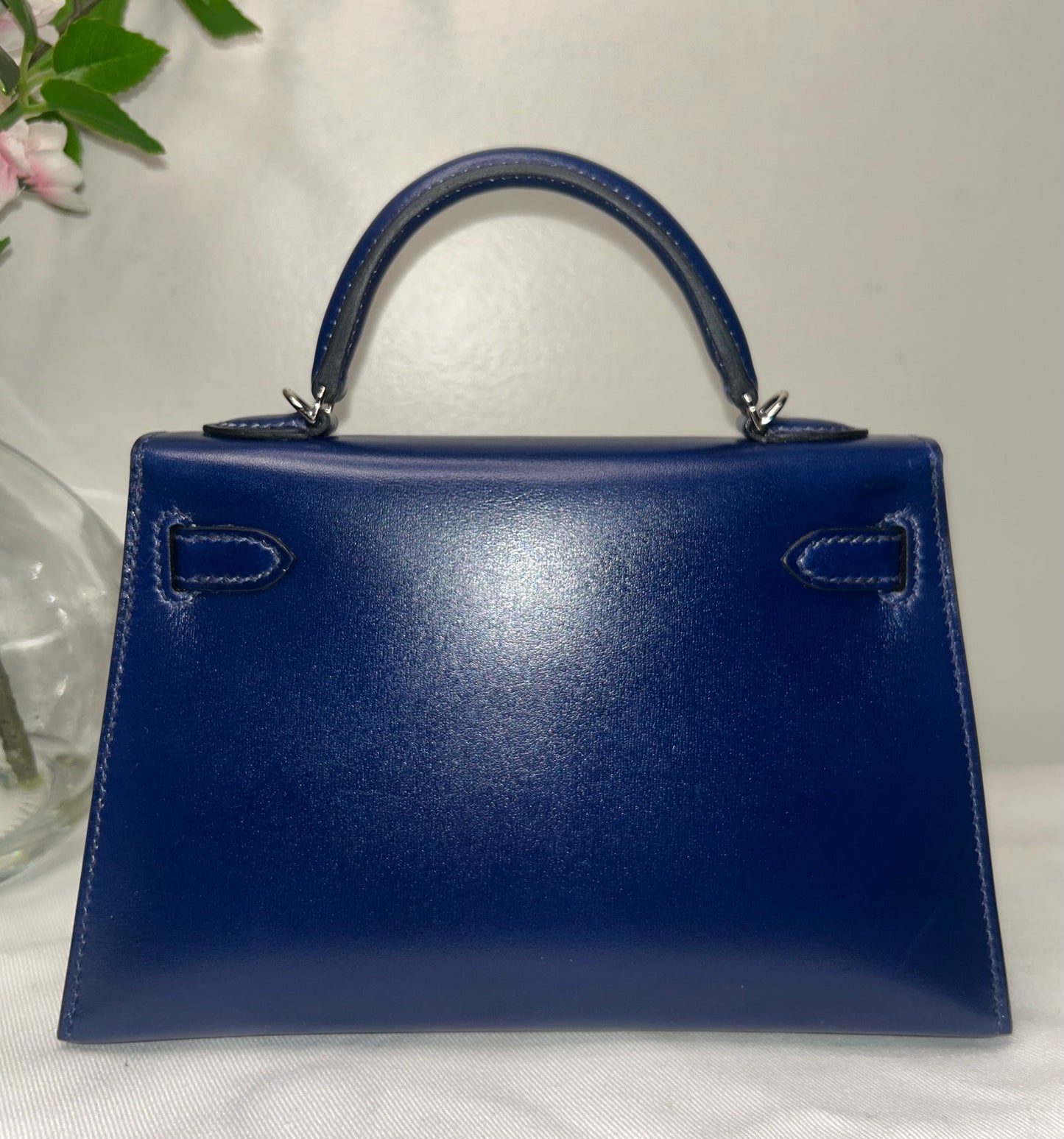 HERMÈS Kelly 20 (Mini II) Bleu Saphir Box Palladium Hardware
