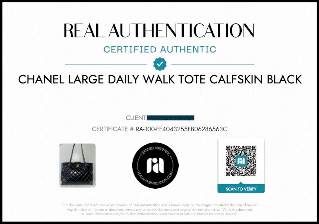 CHANEL Large Daily Walk Tote Bag Quilted Glazed Calfskin Black