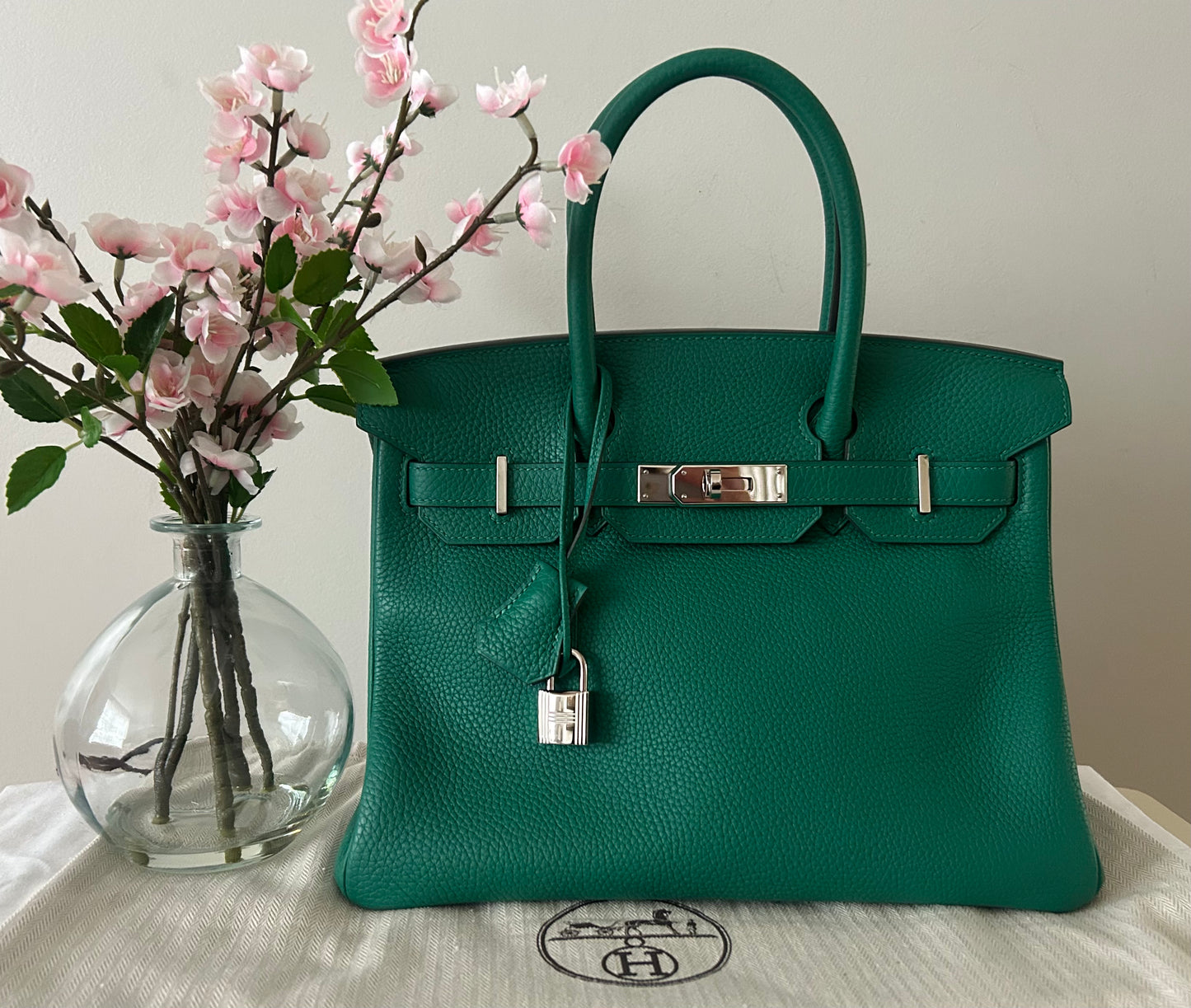 HERMÈS Birkin 30 Vert Vertigo Clemence Leather Palladium Hardware Bag