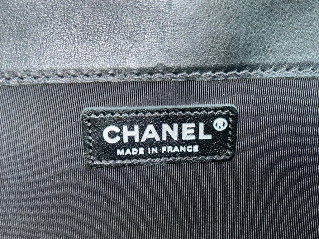 CHANEL Calfskin Enchained Chains New Medium Boy Flap Bag Black
