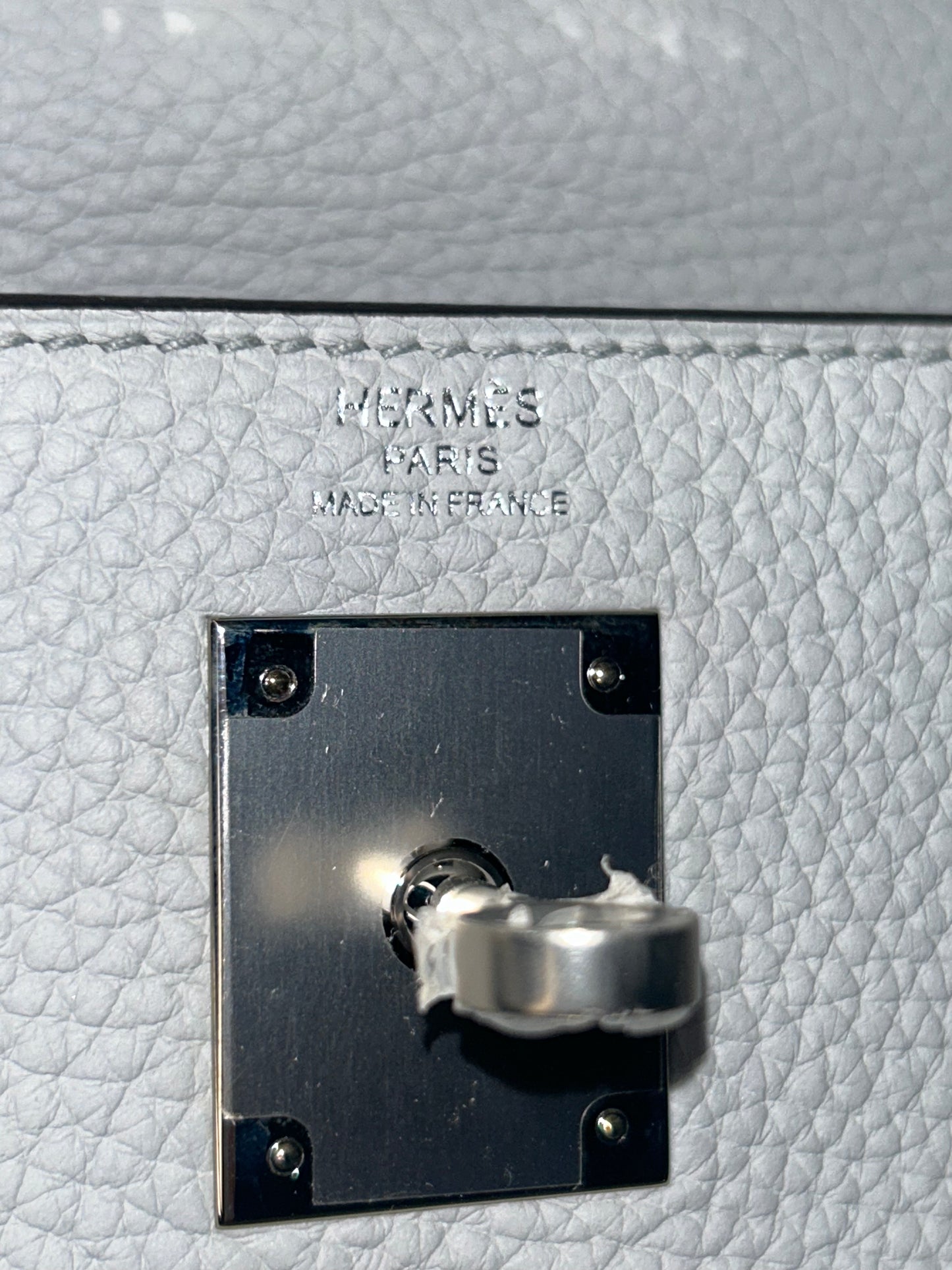 HERMÈS Kelly 28 Bleu Pale Clemence Leather Palladium Hardware