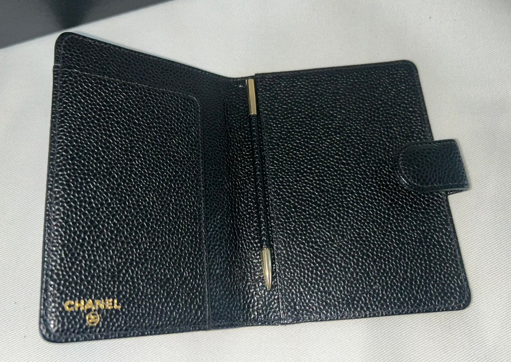 CHANEL Timeless CC Caviar Leather Note Pad Organizer Case Black