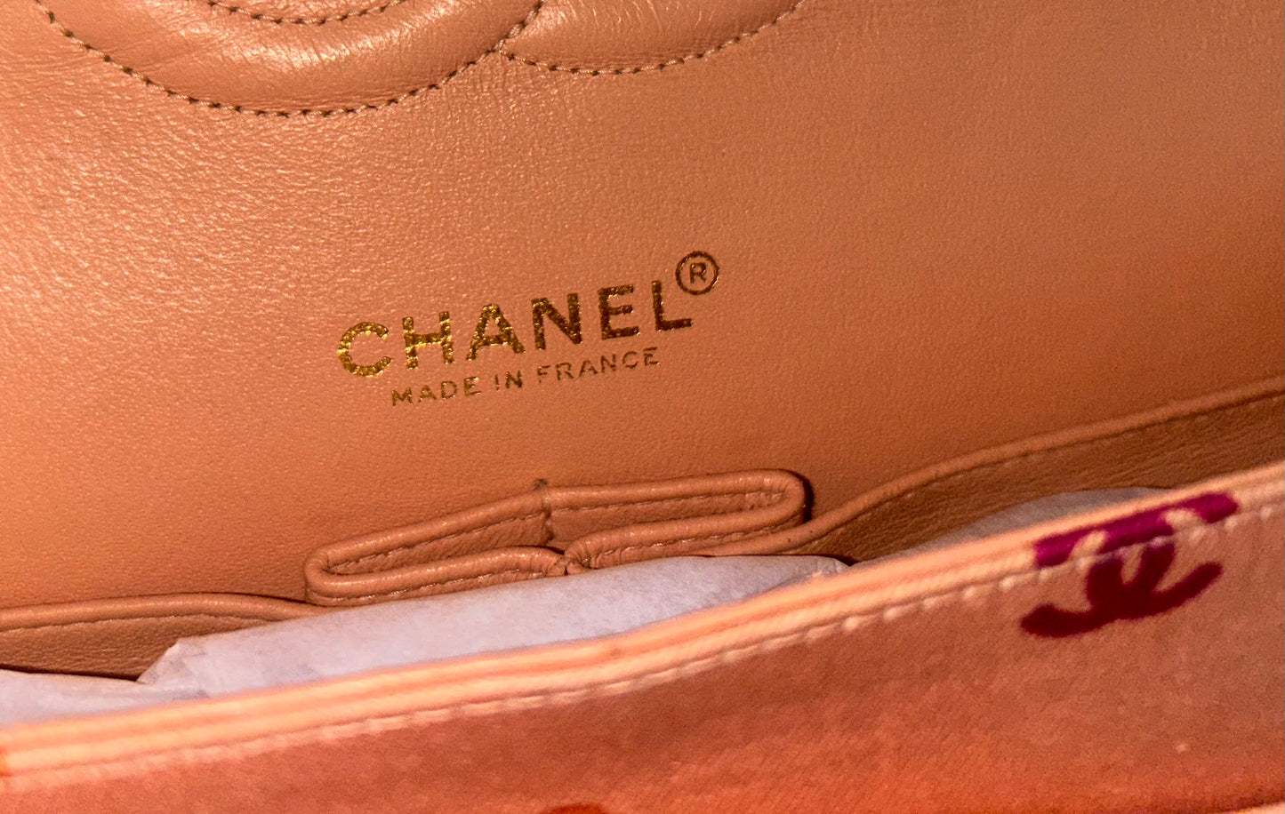 CHANEL Coco Logo Medium Classic Double Flap Bag Quilted Canvas Pink 24k GHW