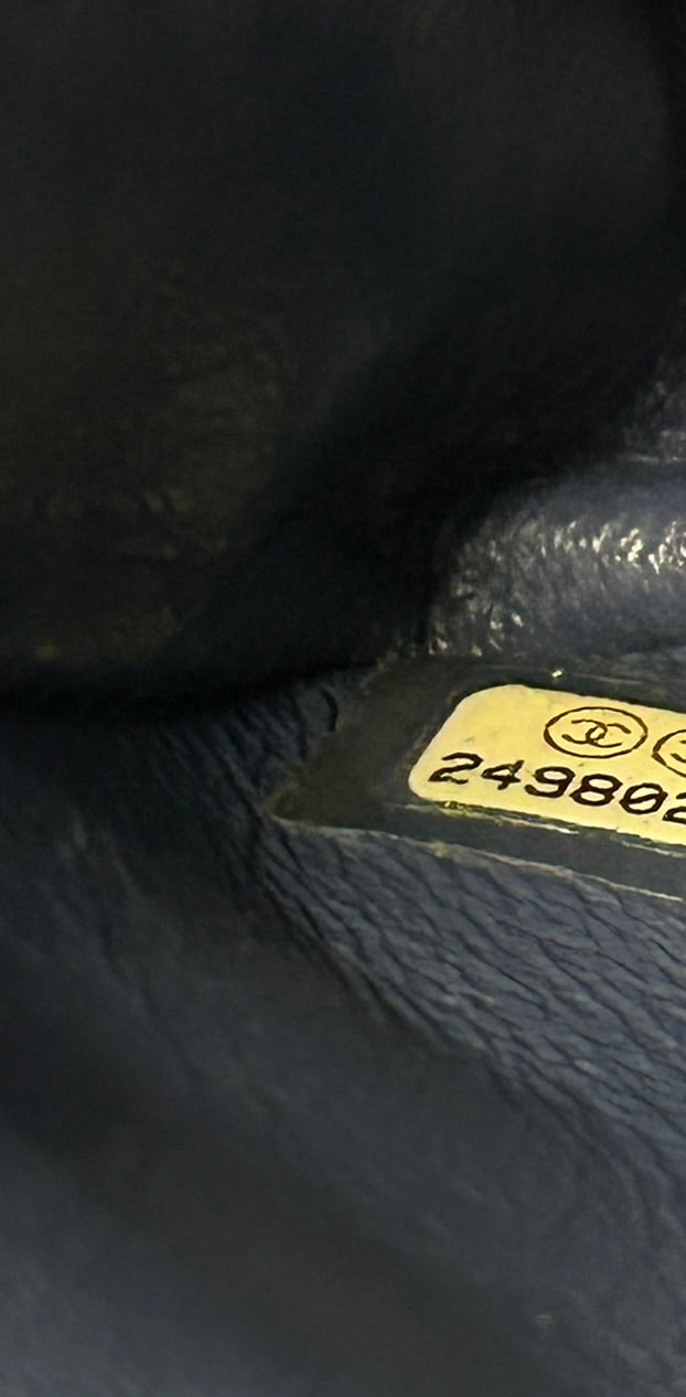 CHANEL Medium Classic Double Flap Caviar Quilted Handbag Dark Navy