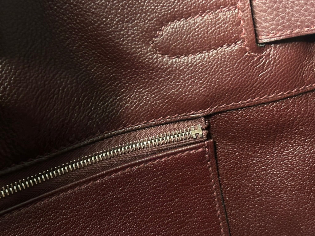 HERMÈS Birkin 35 Raisin Clemence Palladium Hardware