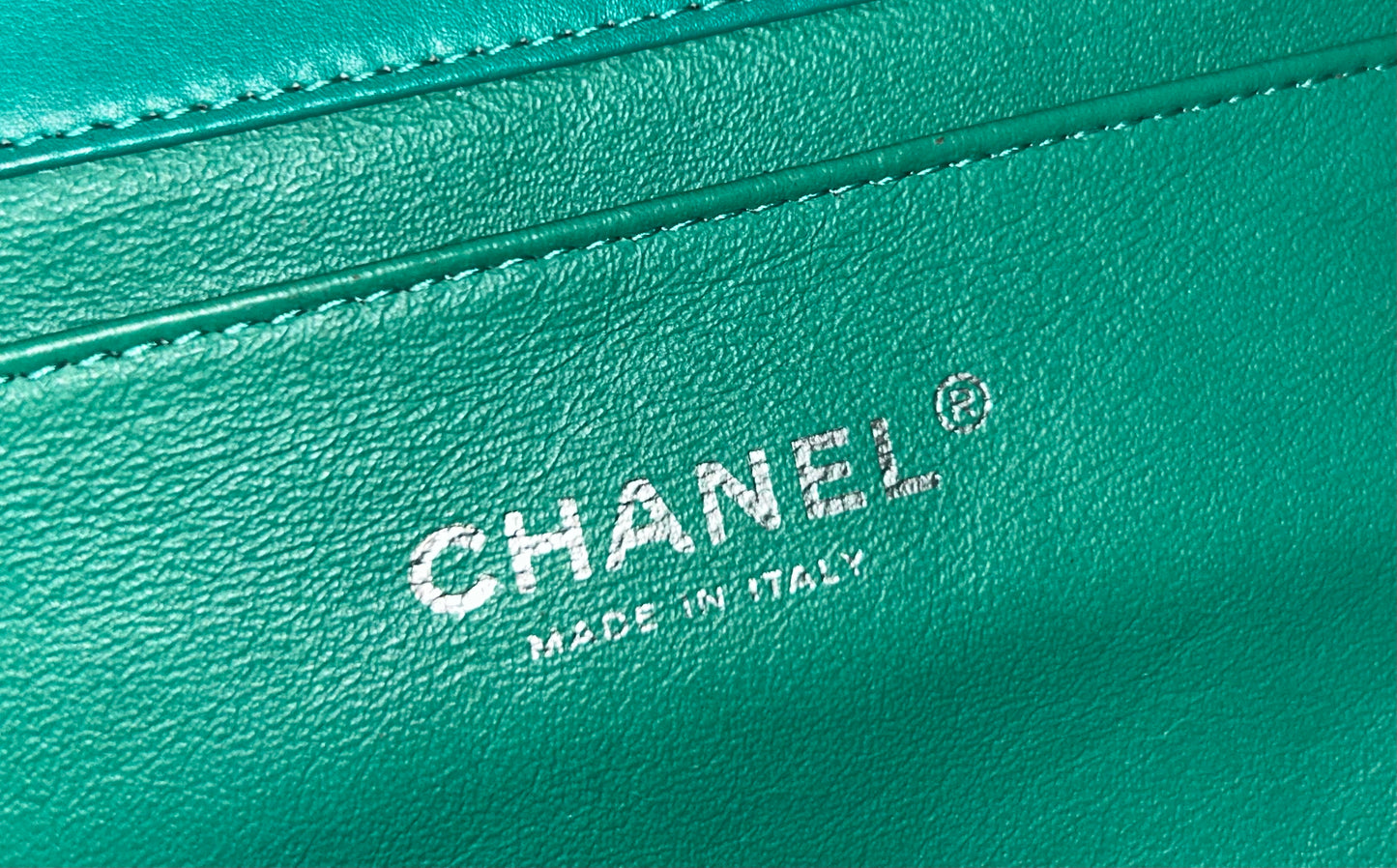 CHANEL CC Classic Quilted Patent Leather Single Flap Shoulder Bag Turquoise