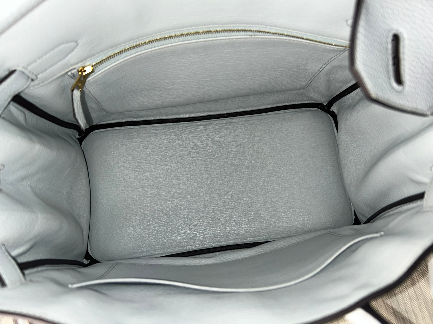 HERMES Birkin 30 Bleu Pale Clemence Gold Hardware