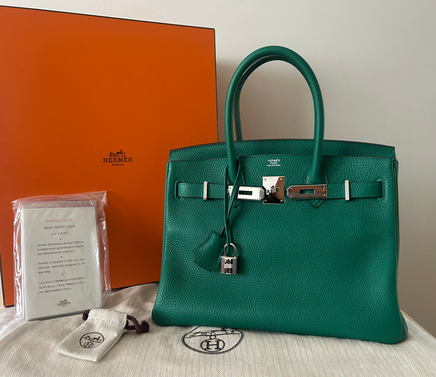 HERMÈS Birkin 30 Vert Vertigo Clemence Leather Palladium Hardware Bag