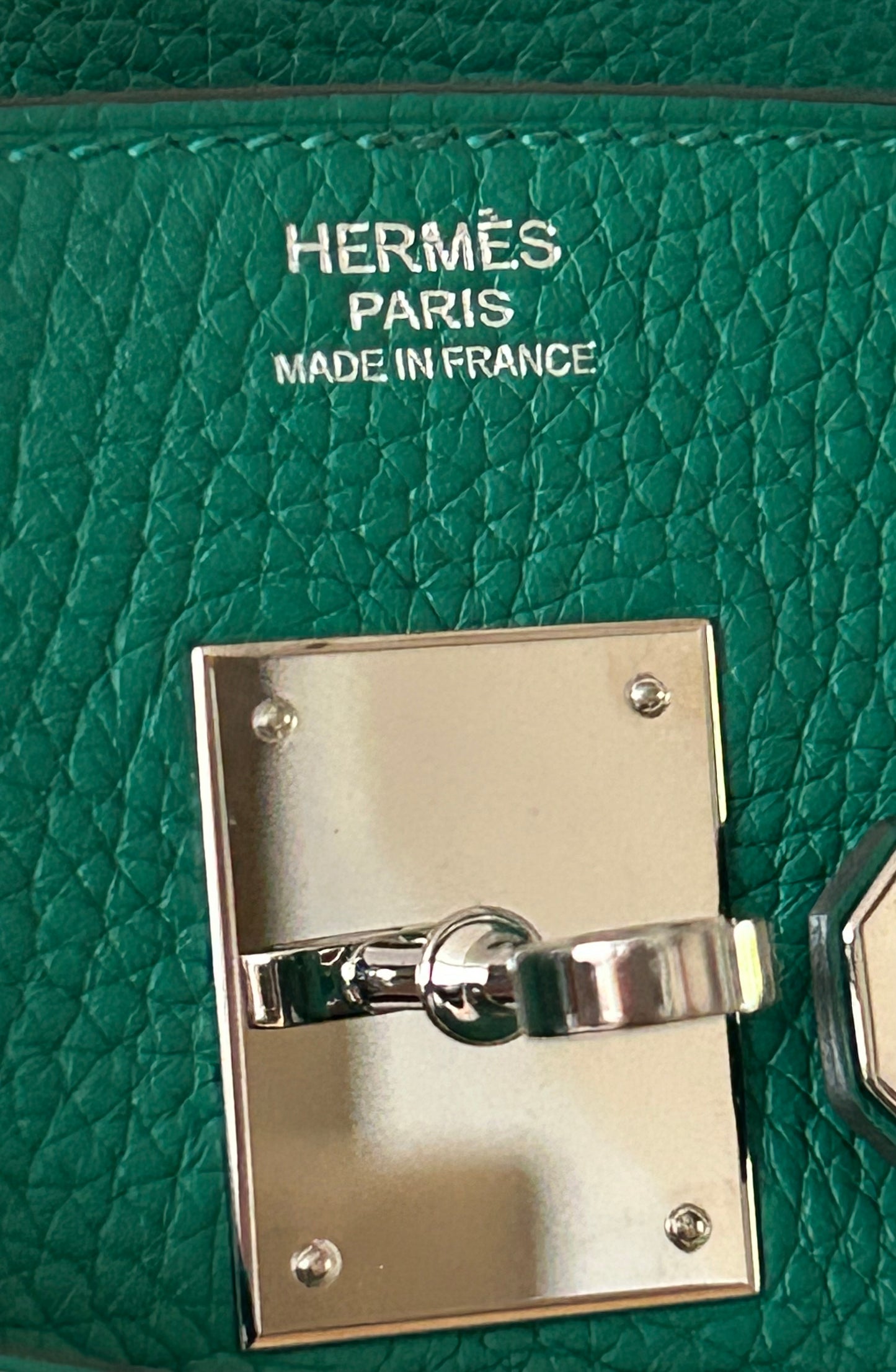 HERMÈS Birkin 30 Vert Vertigo Clemence Leather Palladium Hardware Bag