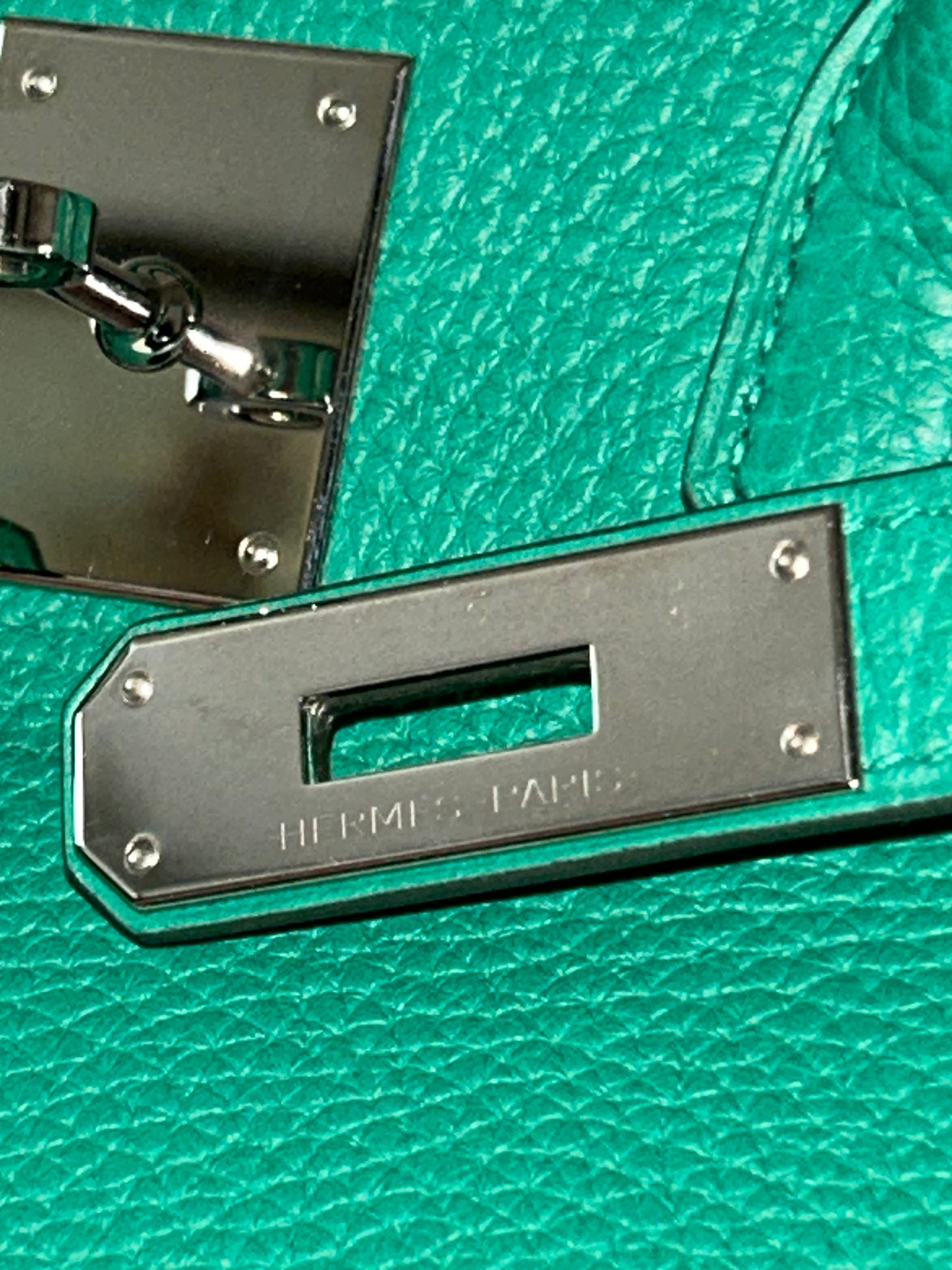 HERMÈS Birkin 30 Vert Vertigo Clemence Leather Palladium Hardware Bag
