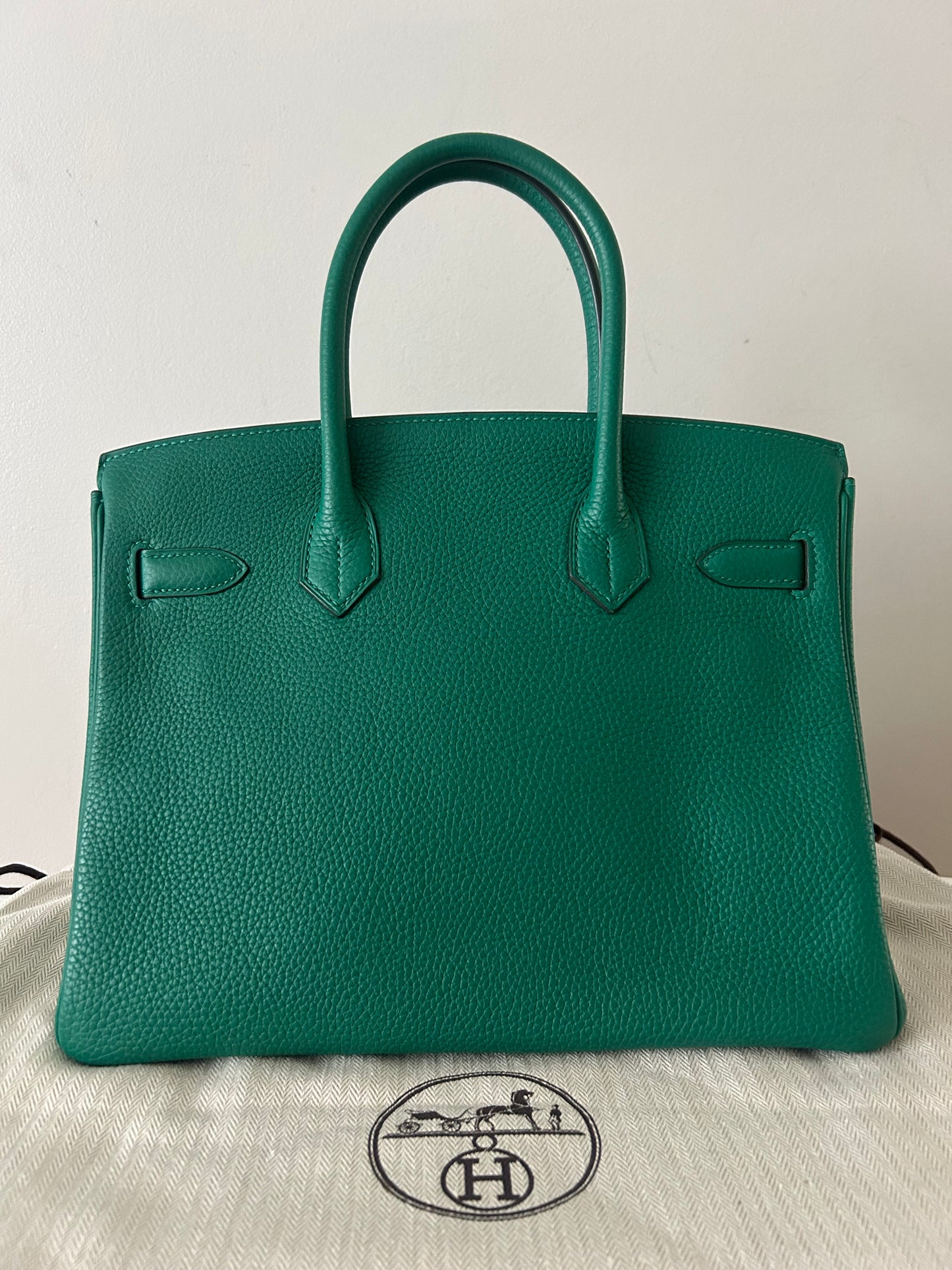 HERMÈS Birkin 30 Vert Vertigo Clemence Leather Palladium Hardware Bag