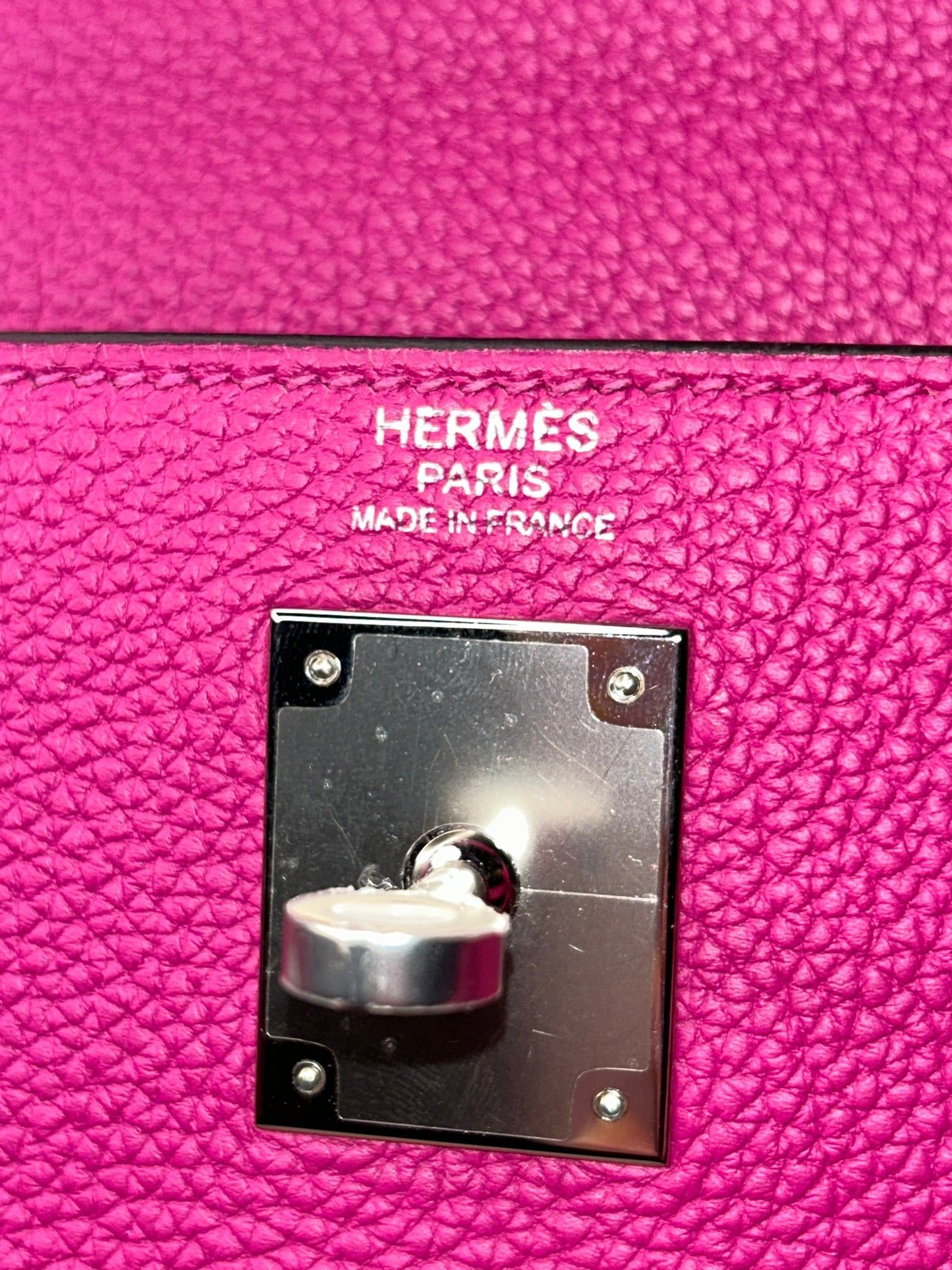 HERMES Kelly 28 Rose Pourpre Togo Palladium Hardware