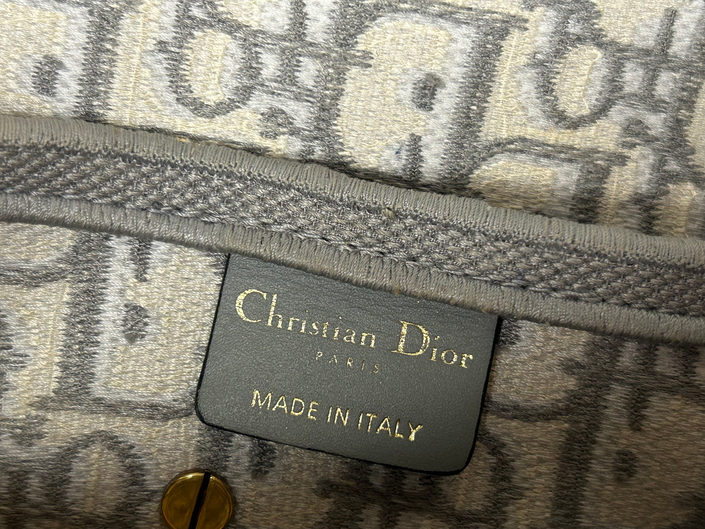 CHRISTIAN DIOR Medium Dior Oblique Embroidered Saddle Bag Gray