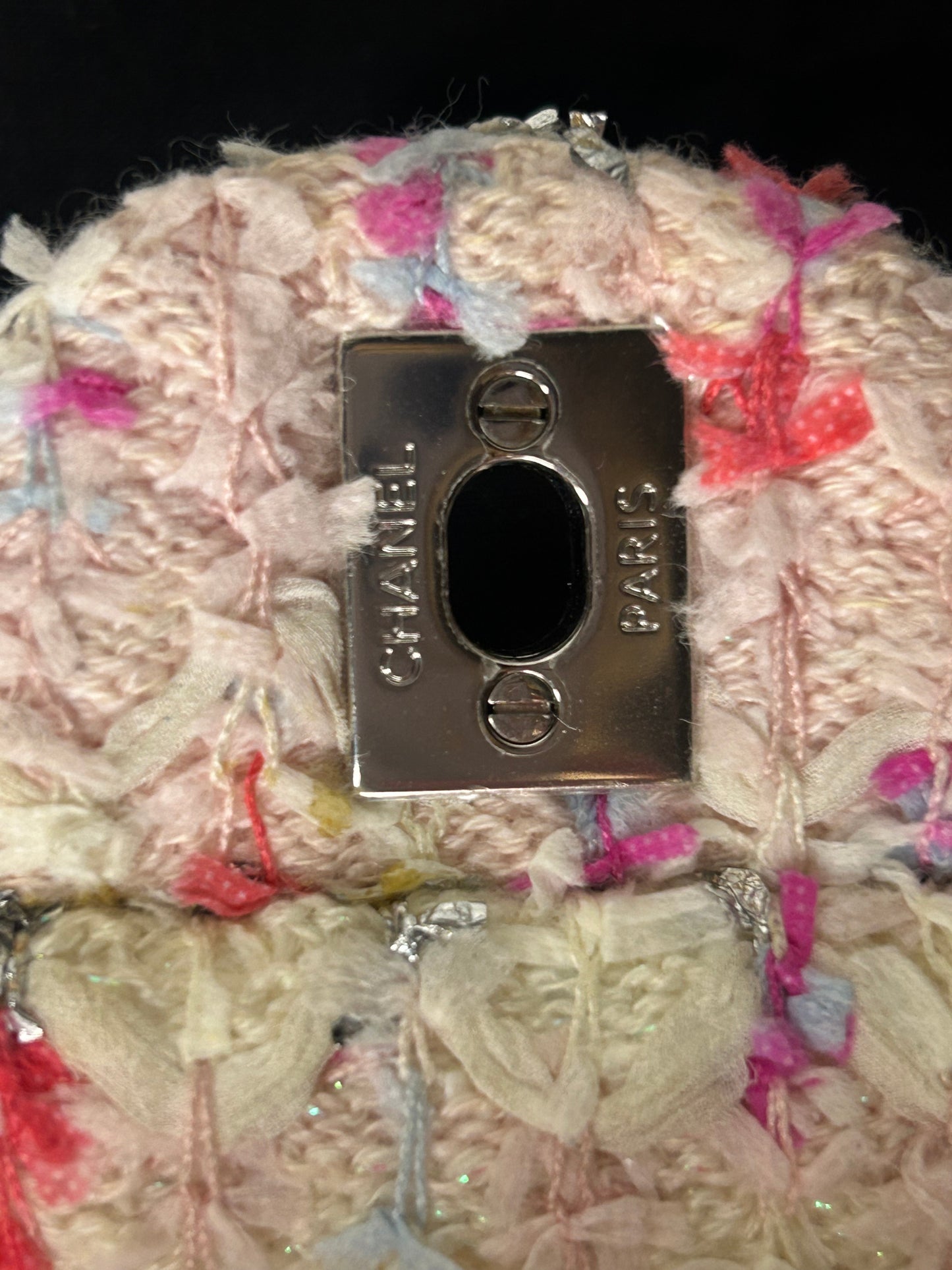 CHANEL Classic Tweed Quilted Mini Rectangular Flap Bag Light Pink
