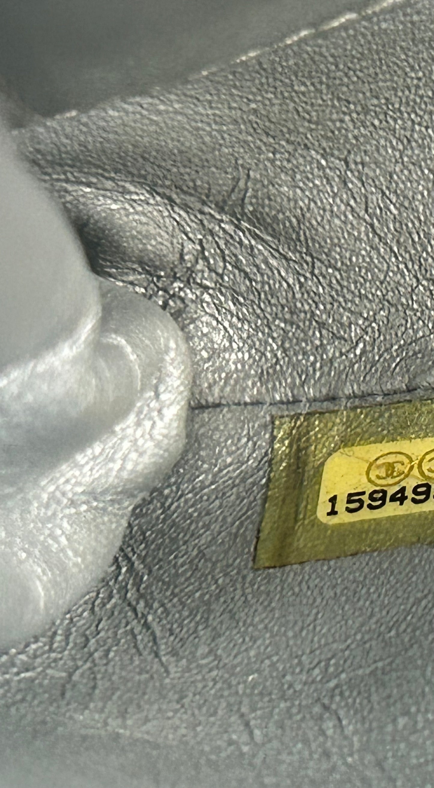 CHANEL CC Classic Single Flap Quilted Lambskin Leather Shoulder Bag Silver Grey