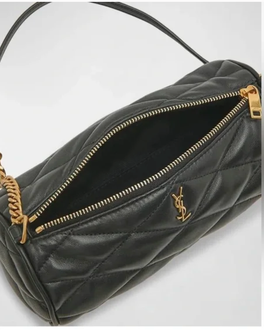 SAINT LAURENT Sade YSL Mini Tube Shoulder Bag Quilted Leather Black