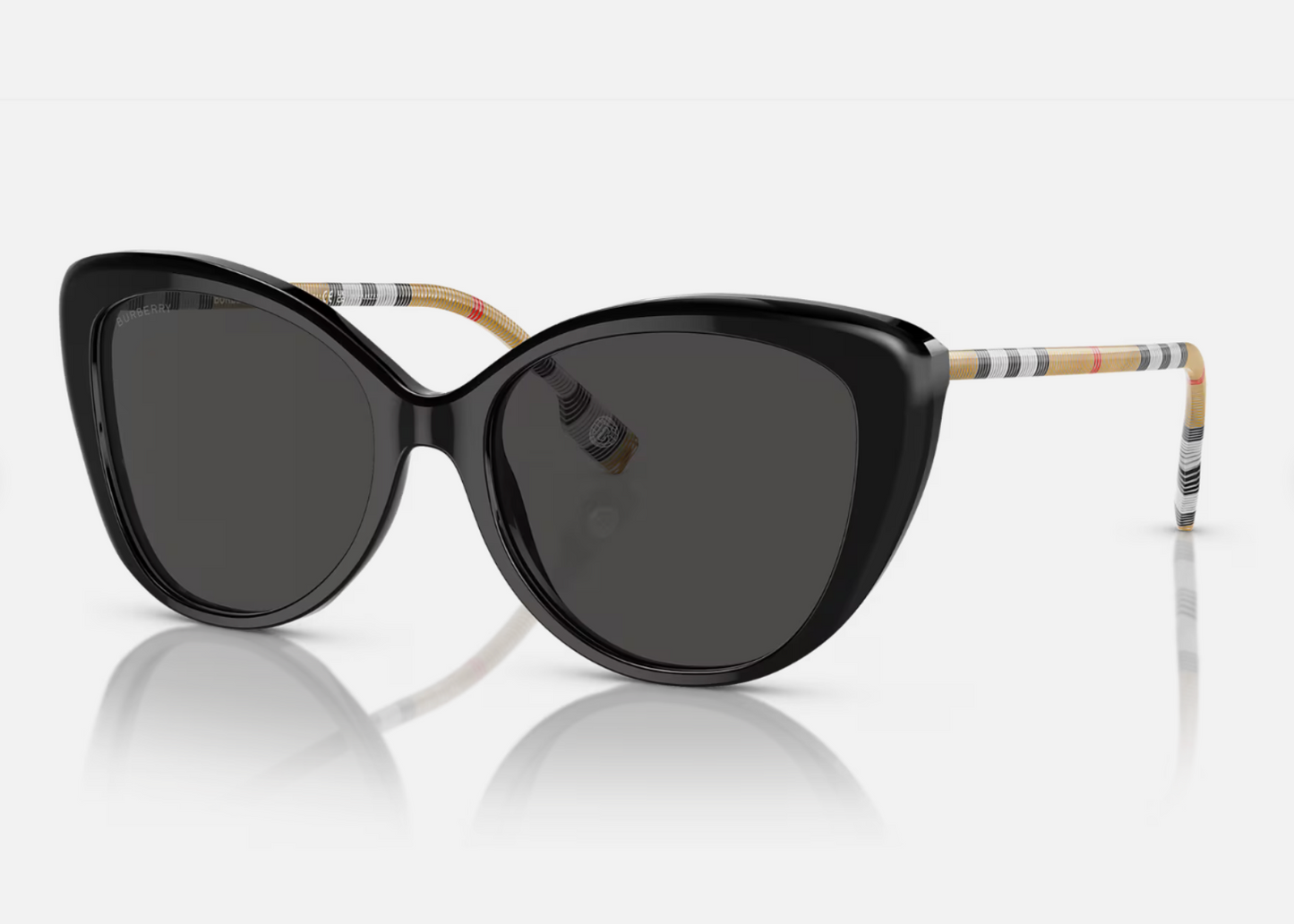 BURBERRY BE4407 Cat Eye Check Logo Sunglasses Black
