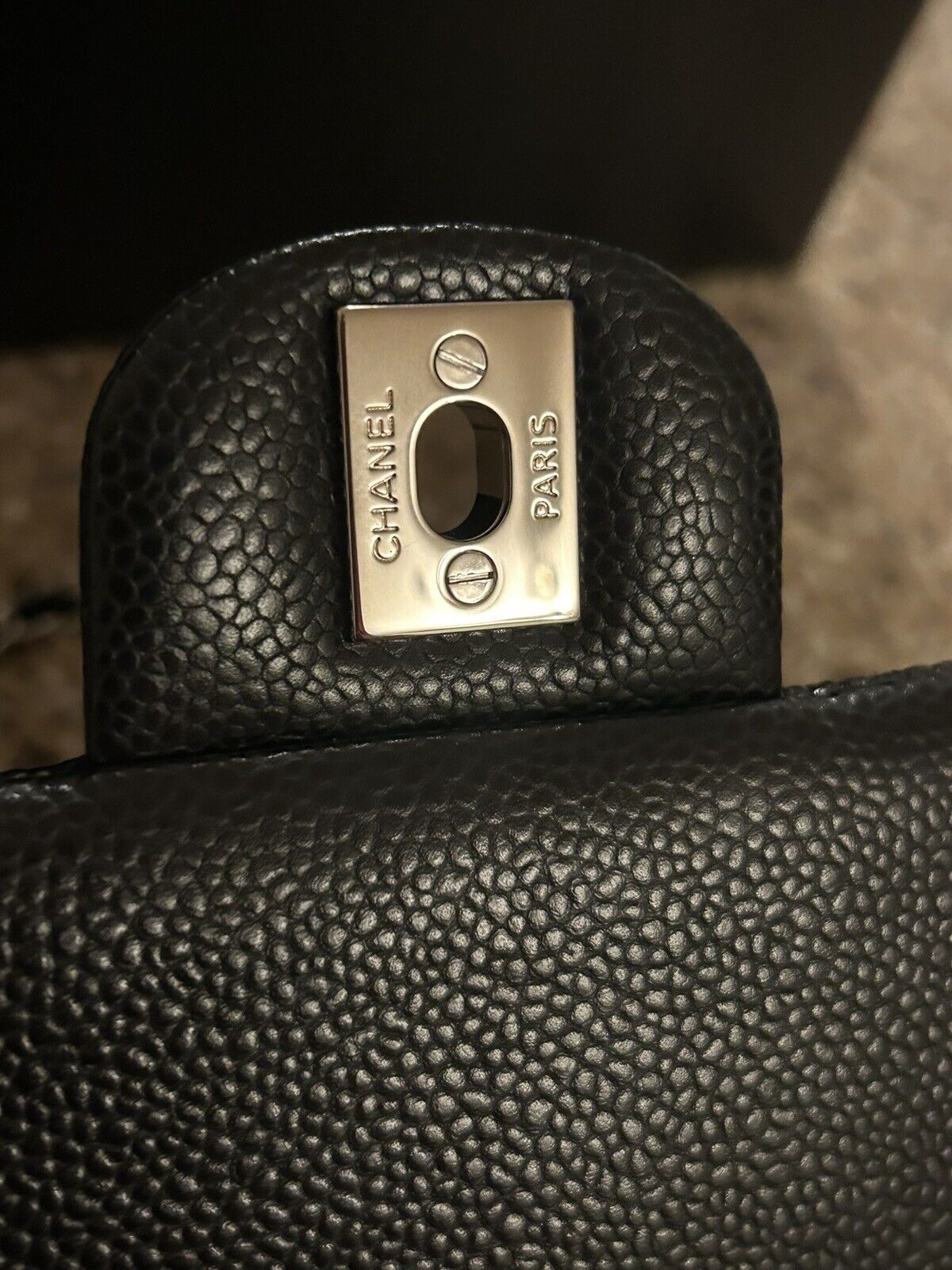 CHANEL Classic Quilted Single Flap Shoulder Bag Caviar Leather Black