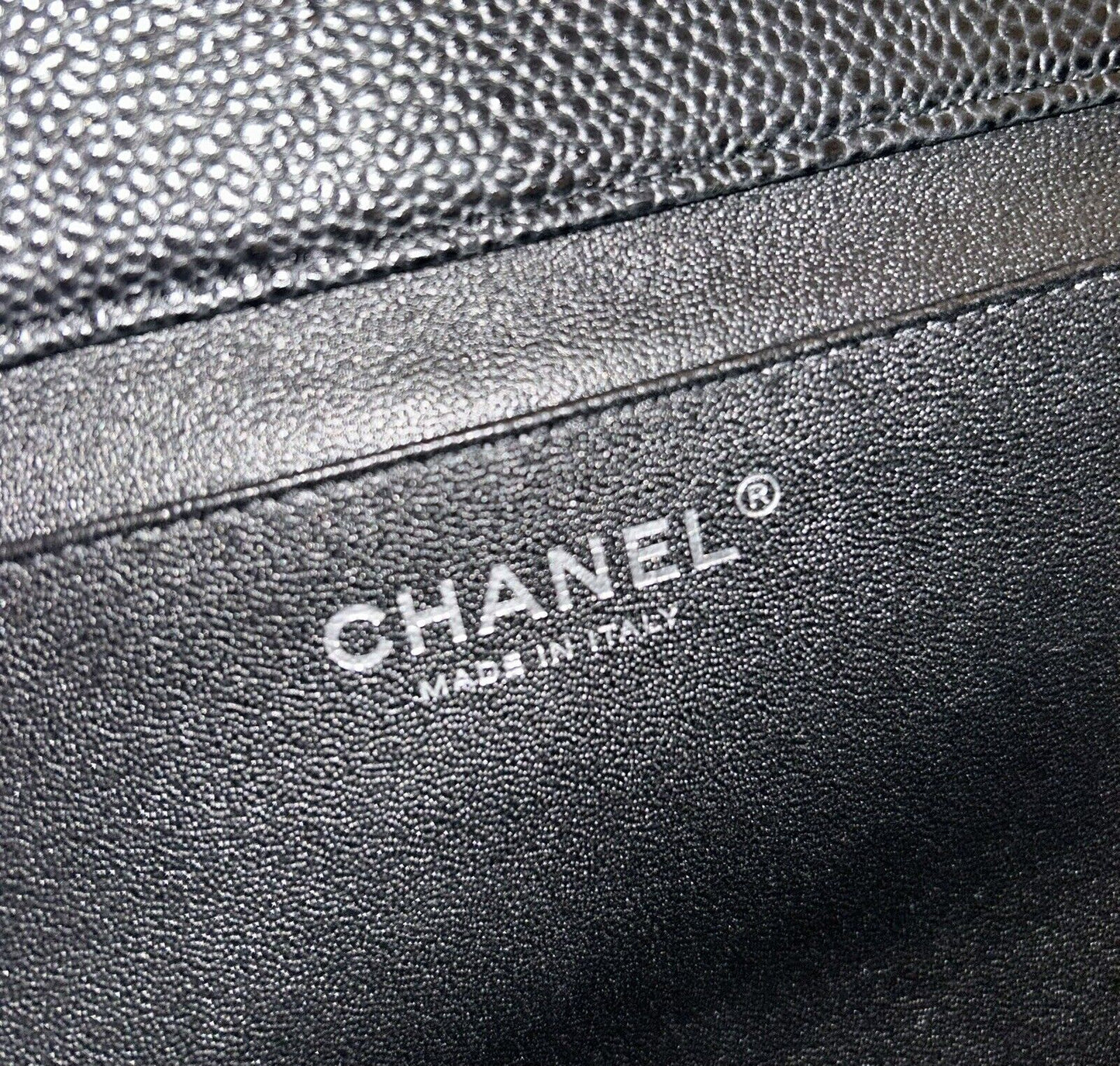 CHANEL Classic Quilted Single Flap Shoulder Bag Caviar Leather Black