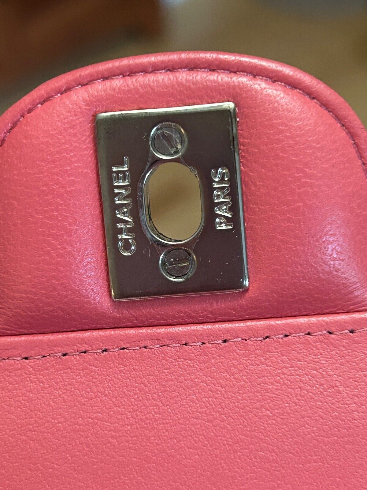 CHANEL Classic CC Small Double Flap Chevron Quilted Handbag Pink