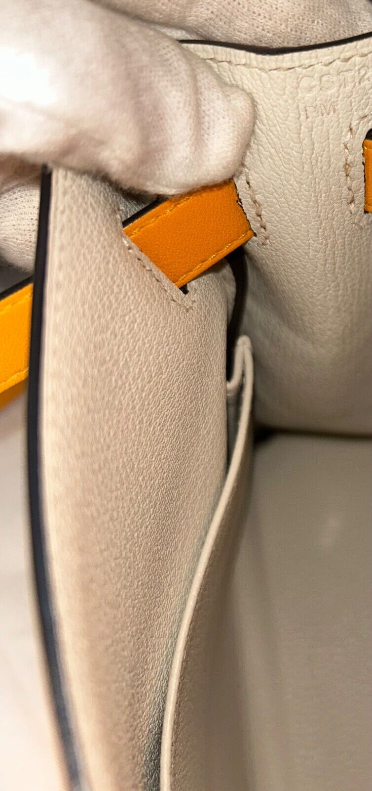 HERMES Special Order Kelly 28 (HSS) Jaune D'Or / Craie Swift Brushed Palladium