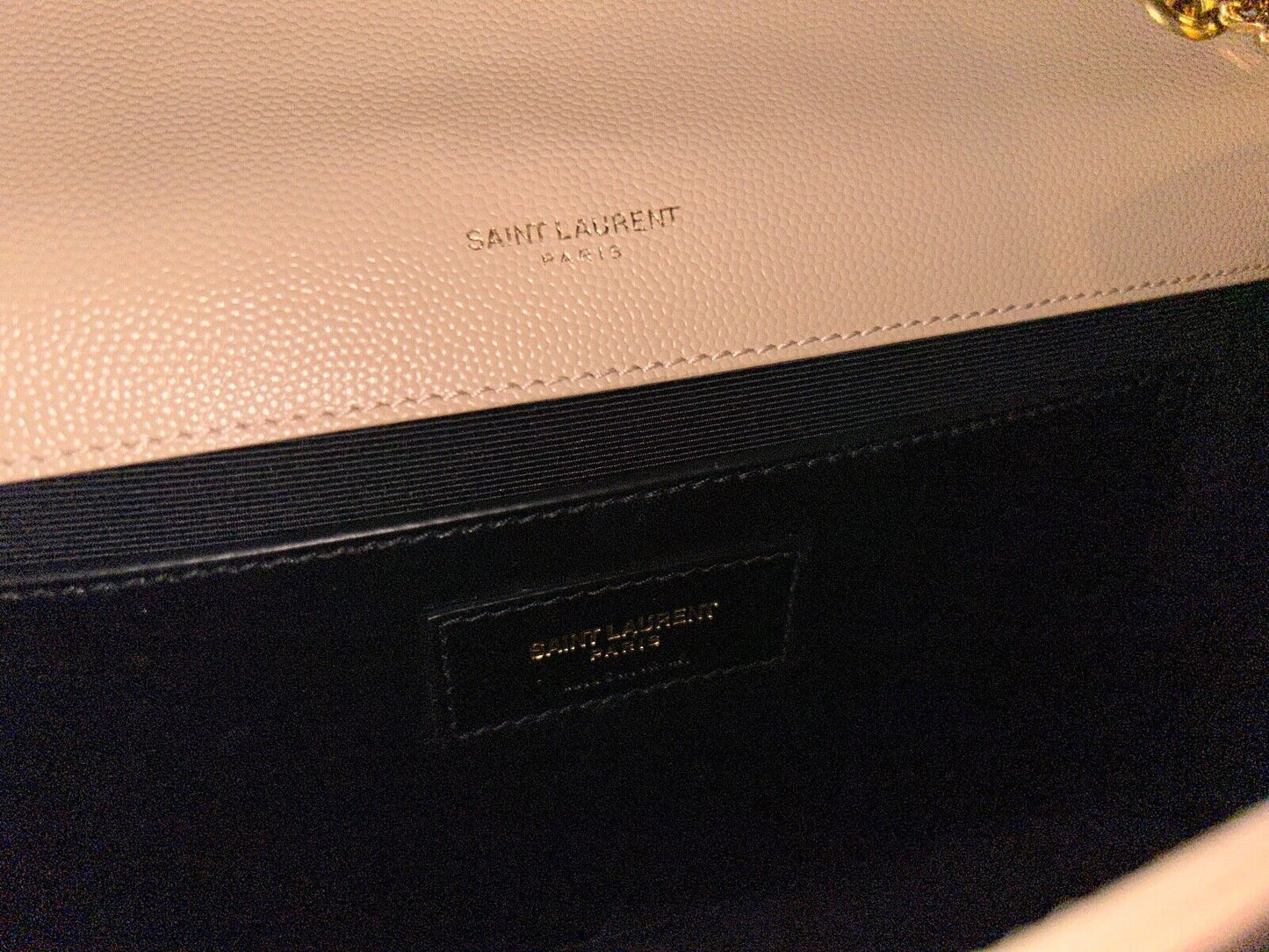 SAINT LAURENT YSL Kate Medium Shoulder Crossbody Bag Grained Leather Dark Beige