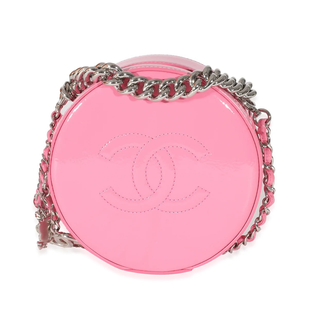 CHANEL CC Round As Earth Patent Leather Crossbody Bag Pink
