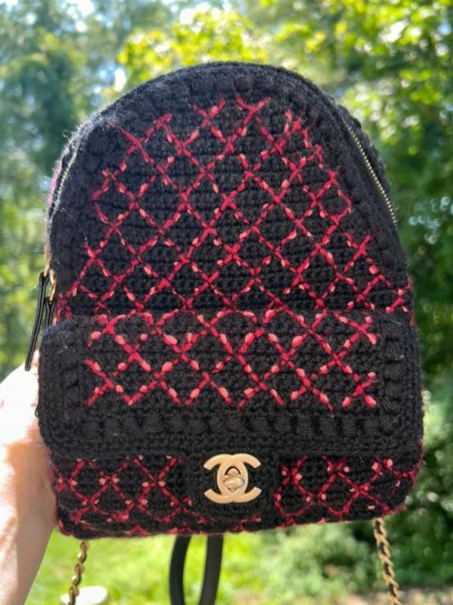 CHANEL Quilted Tweed & Leather Mini Backpack Black Multi