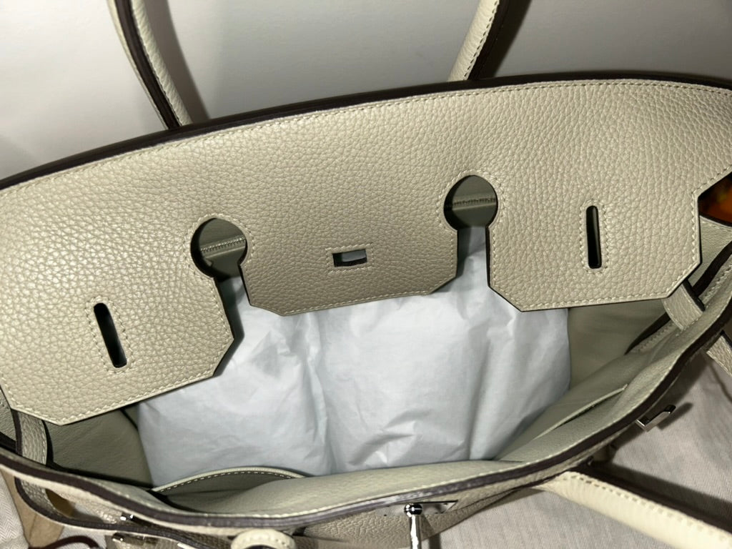 HERMÈS Birkin 35 Gris Tourterelle Clemence Palladium Hardware