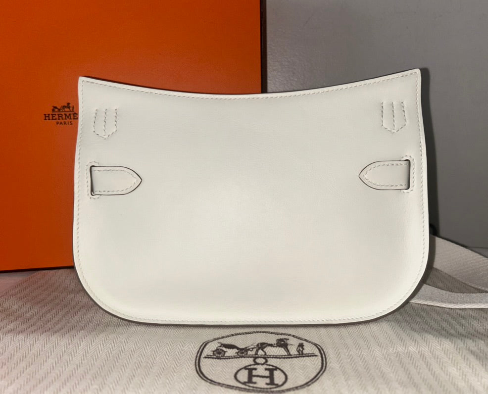 HERMES Jypsiere Mini Mushroom White Swift Leather Palladium Hardware Handbag