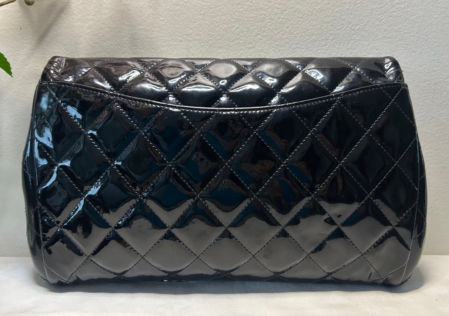 CHANEL Classic Quilted Patent Leather Single Flap Shoulder Bag Black