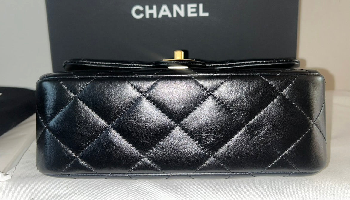 CHANEL 24P Top Handle Medium Flap Bag Lambskin Black Limited Edition NWT