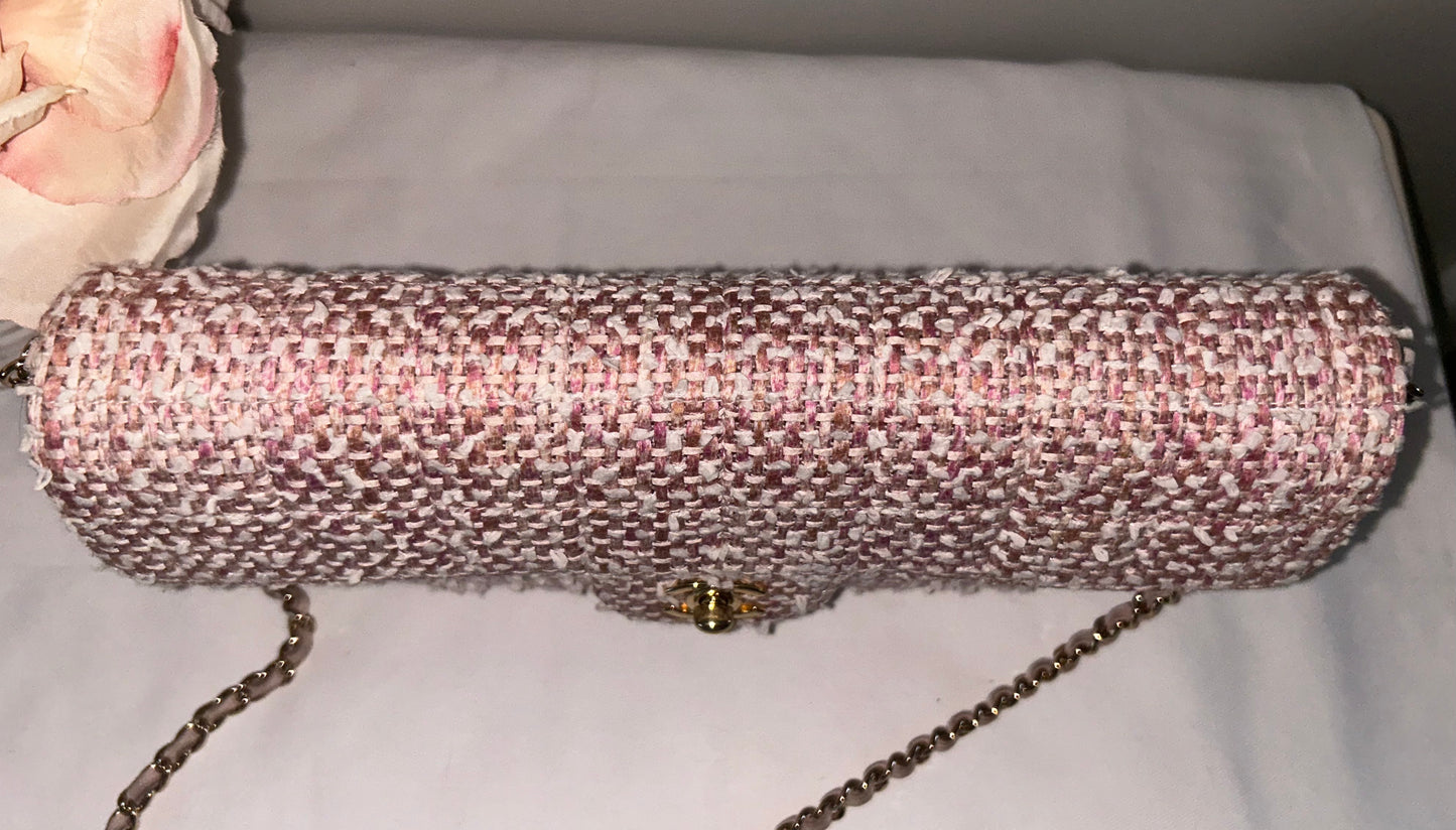 CHANEL Classic CC East West Tweed Shoulder Bag Pink