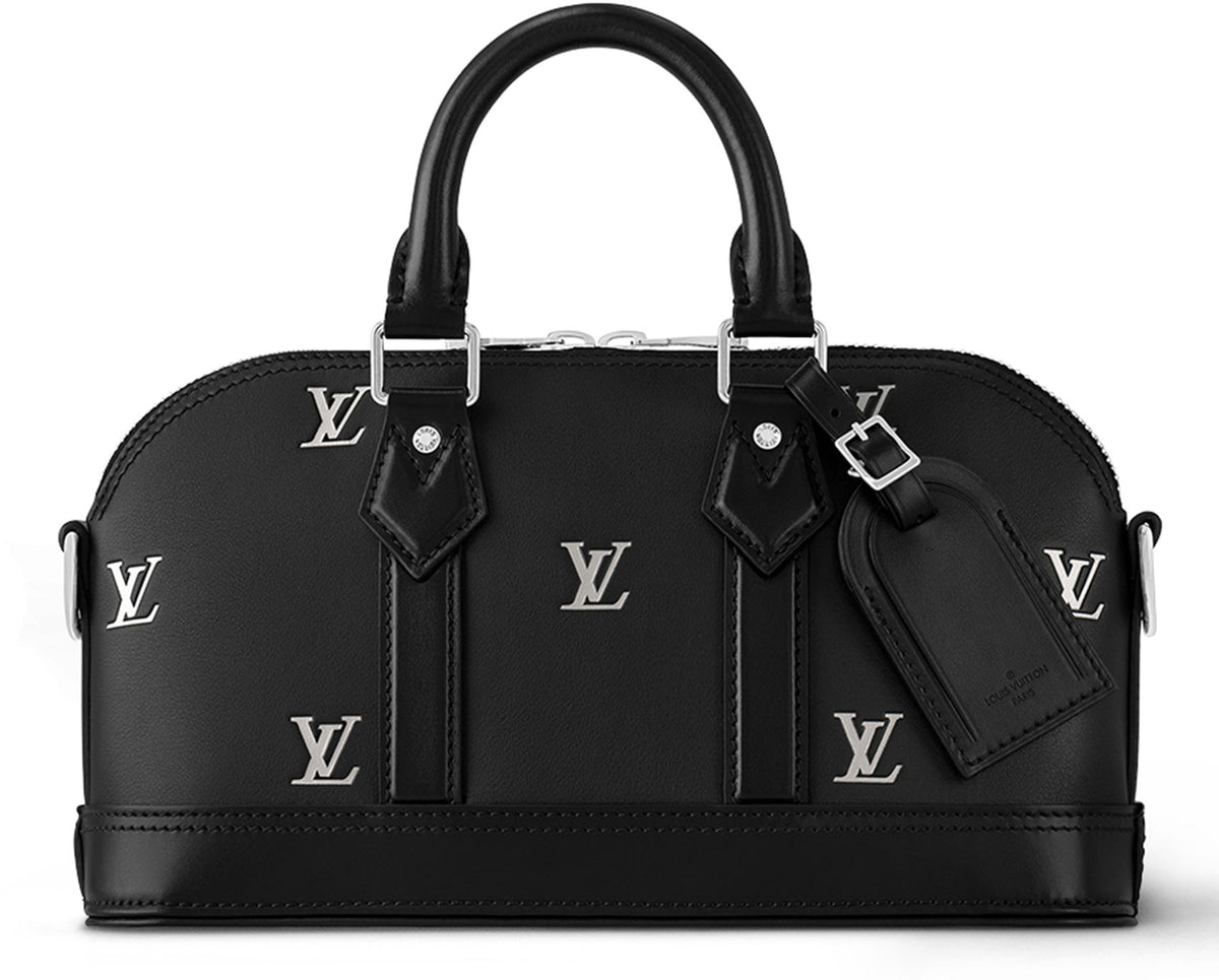 LOUIS VUITTON Alma LV Blason Monogram East West Calfskin Leather Handbag Black