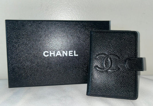 CHANEL Timeless CC Caviar Leather Note Pad Organizer Case Black