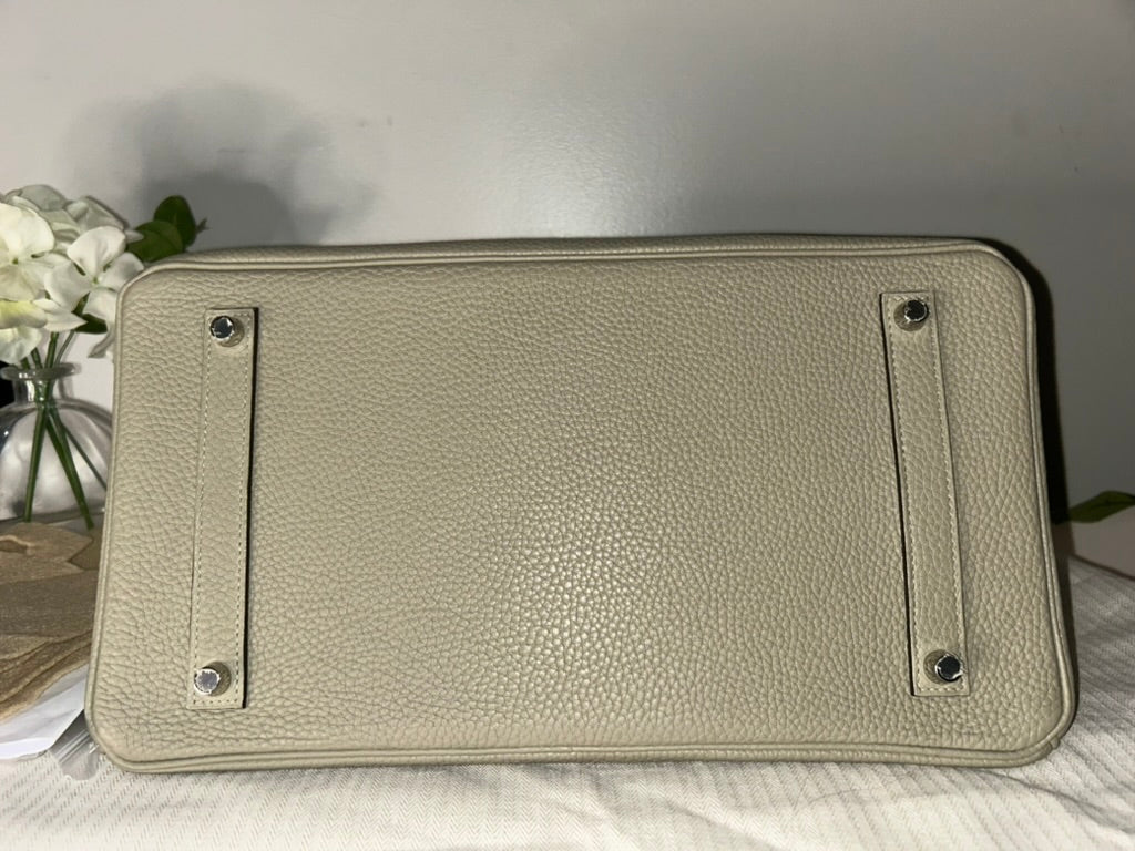 HERMÈS Birkin 35 Gris Tourterelle Clemence Palladium Hardware
