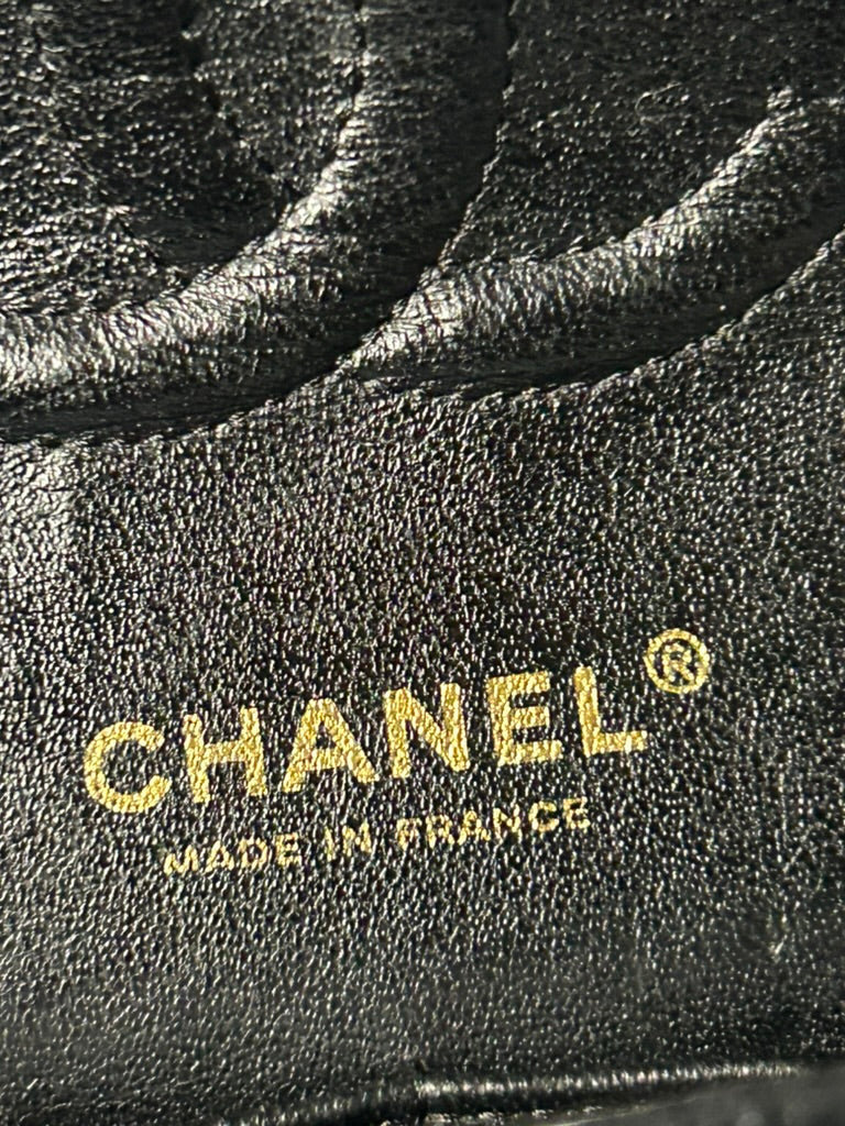 CHANEL Medium Classic Double Flap Caviar Quilted Handbag Black / Gold