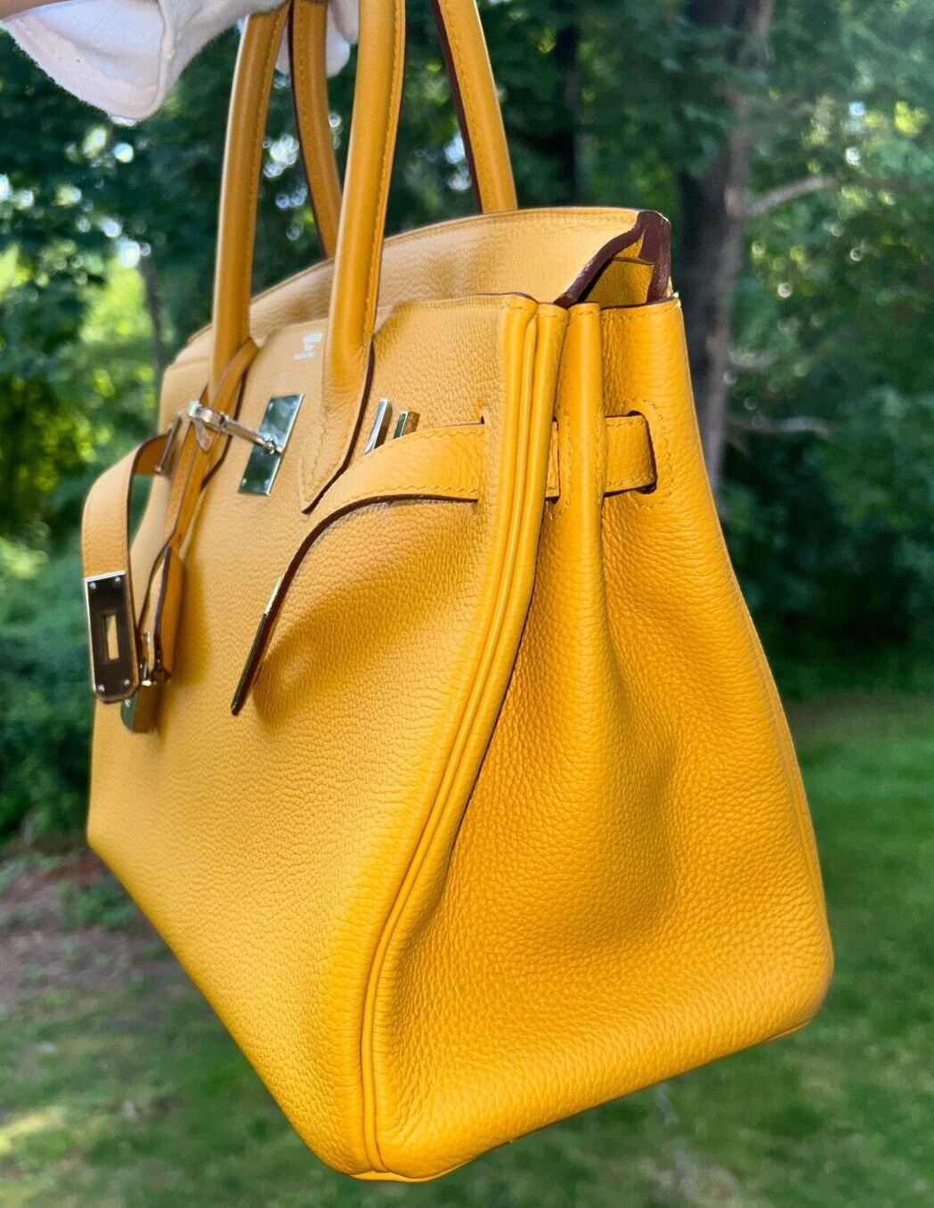 HERMÈS Birkin 30 Jaune Ambre Togo Leather Palladium Hardware Handbag