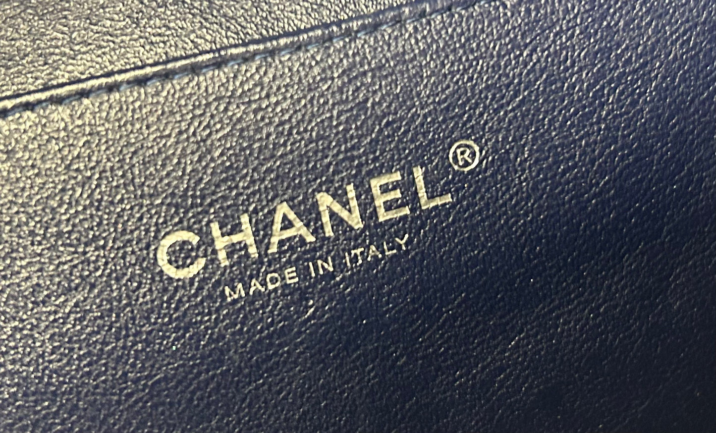 CHANEL Classic Quilted Lambskin Leather Single Flap Shoulder Bag Navy Blue