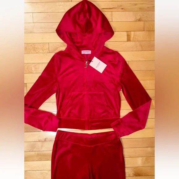 NEW! NWT JUICY COUTURE Velour OG Bling Tracksuit Set Coco Red Size M
