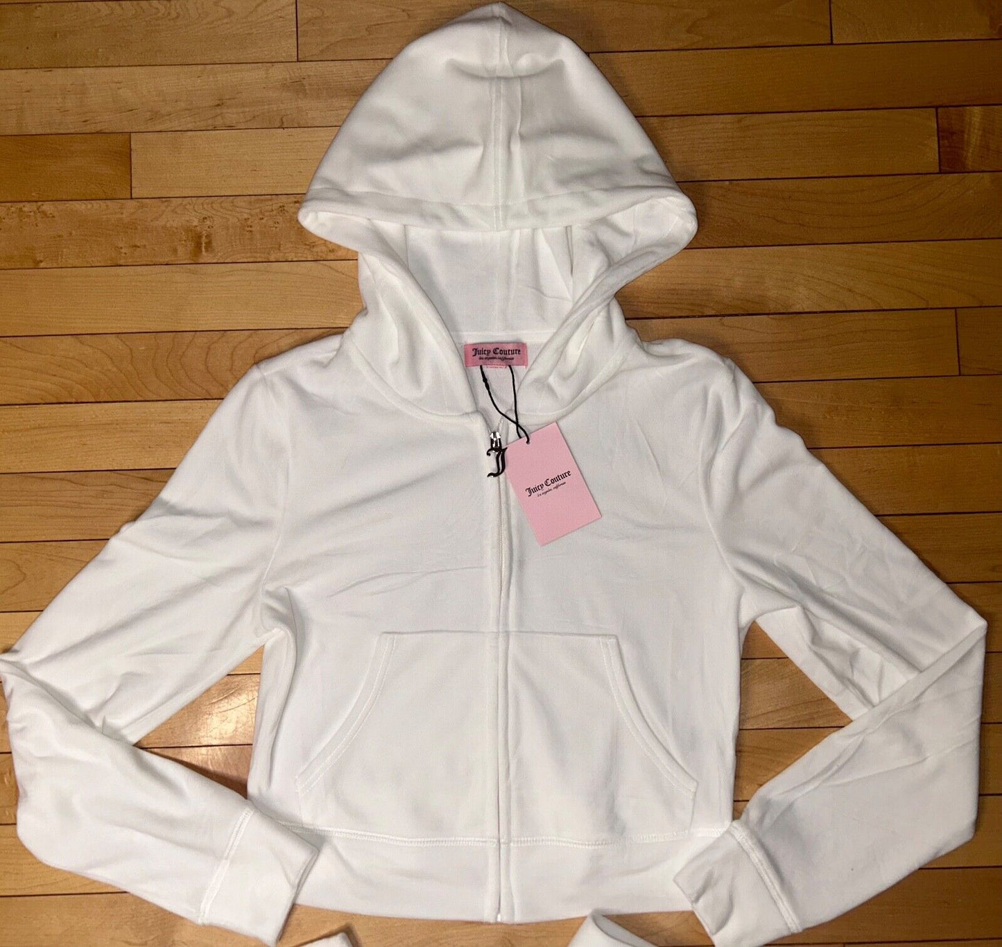 NEW! NWT JUICY COUTURE Velour OG Bling Tracksuit Hoodie & Pant Set White Size M