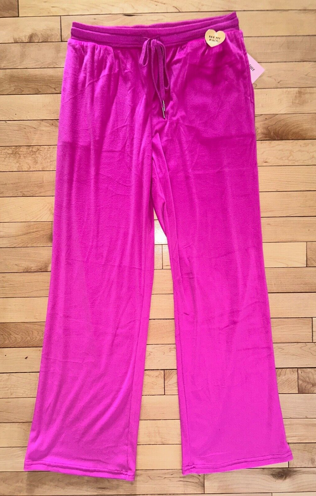 NEW ! NWT JUICY COUTURE Velour OG Bling Sweatpants Dragonfruit Dream Pink Size L