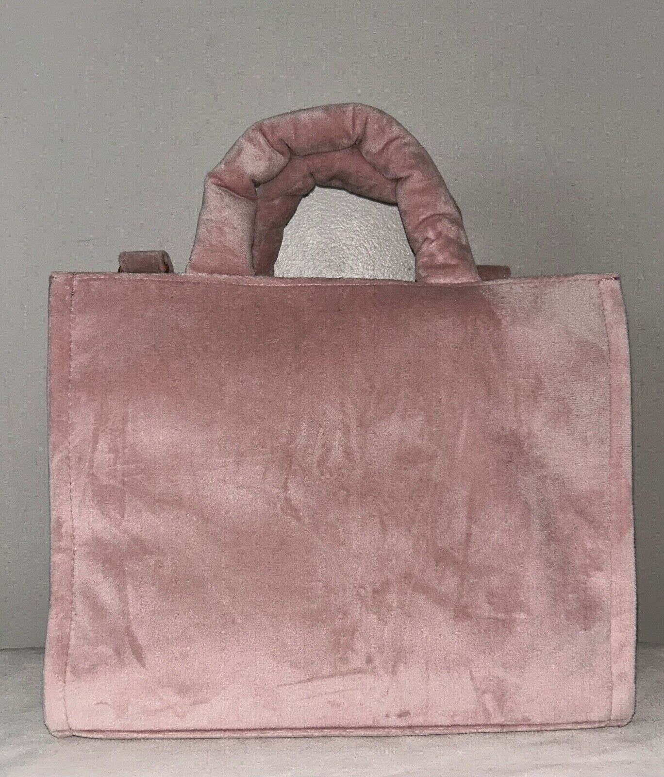 NEW! NWT JUICY COUTURE Velour Big Spender Tote Bag Crossbody in Dusty Blush Pink